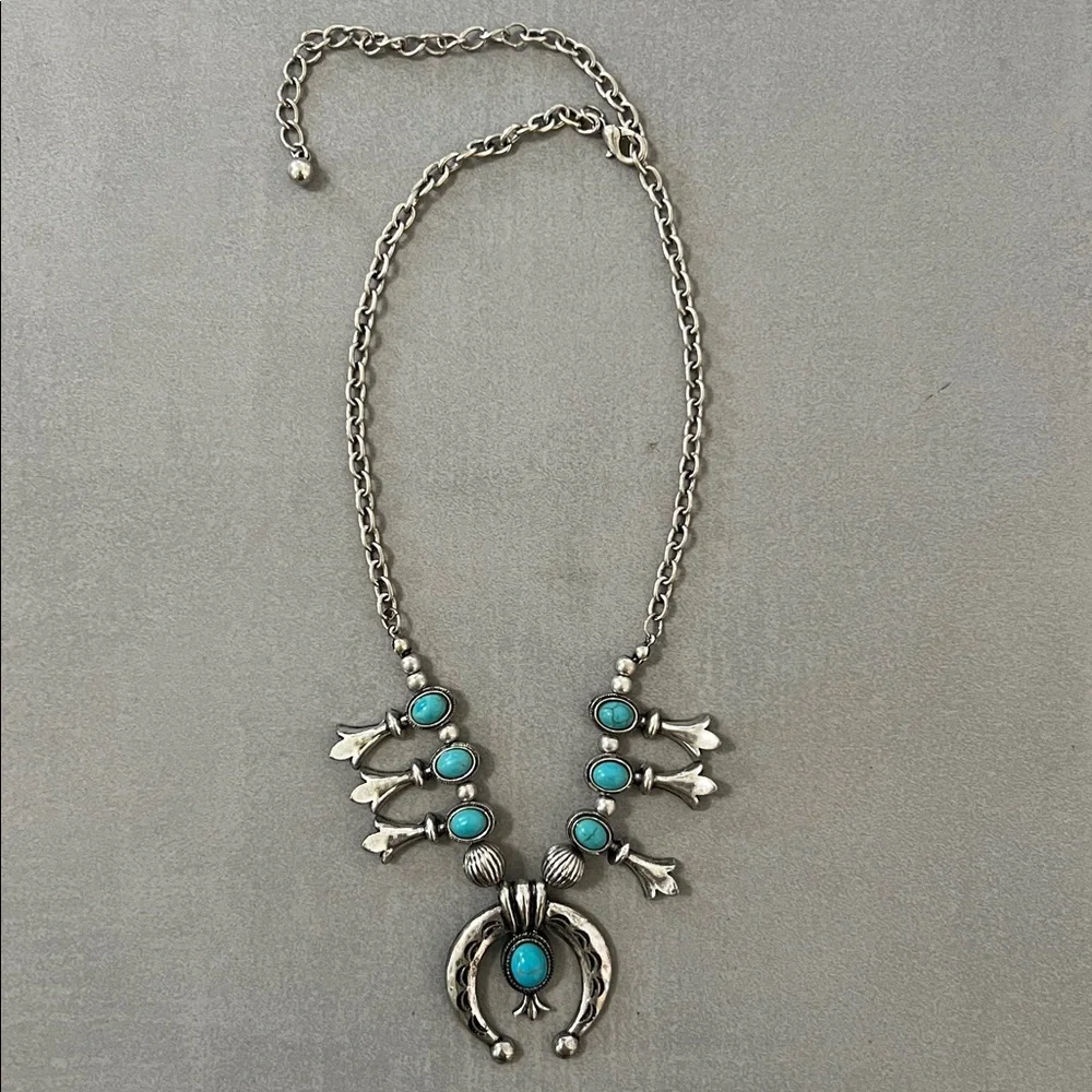 Silver and Turquoise Necklace Set - Picture 3 of 4